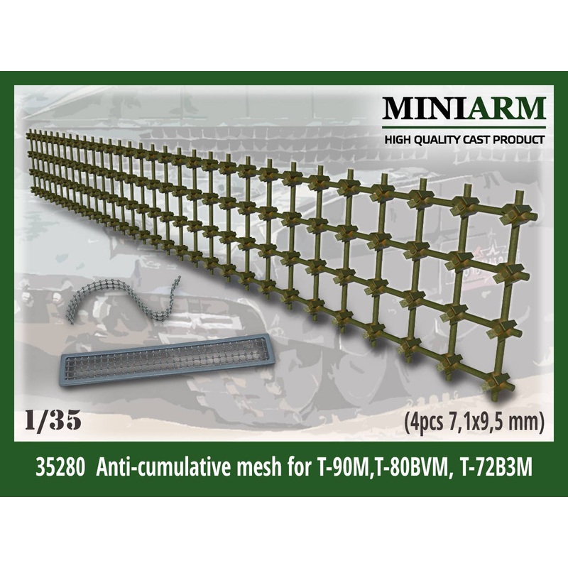 1/35 Anti-cumulative mesh for T-90M,T-80BVM, T-72B3M (4pcs 7,1x9,5 mm)