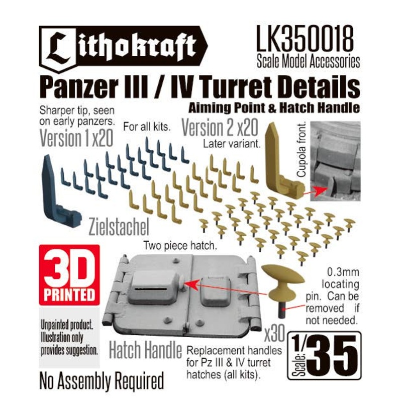 1/35 Panzer III/IV Turret Details: Zielstachel & Hatch Handle