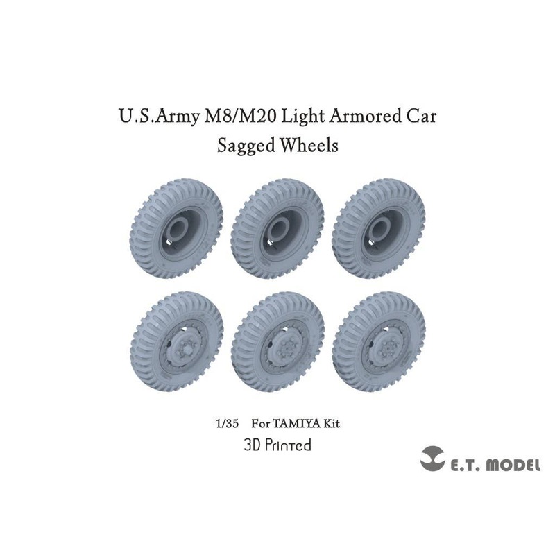 1/35 U.S.Army M8/M20 Light Armored Car Sagged Wheels (For TAMIYA Kit)