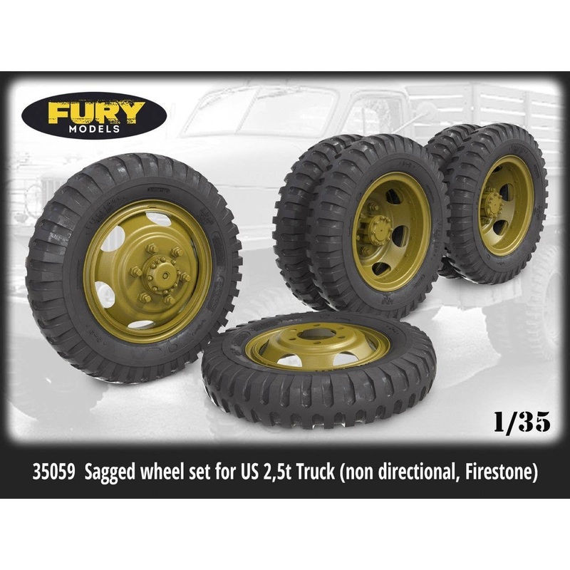 1/35 WW.II US Army 2.5 ton 6 x 6 Self-weight Deformed Wheel Set for Military Cargo Trucks Rug Pattern Tire Specifications (Firestone)