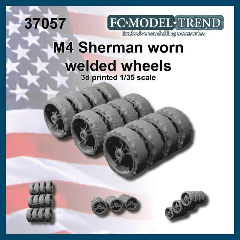 1/35 WWII American M4 Sherman Worn Open Spoke Wheel Set (1 Car)