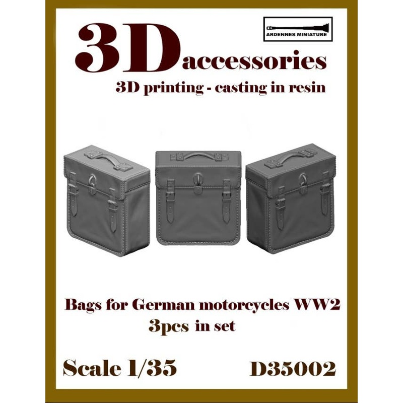 1/35 WWII Germany Motorcycle/Sidecar Side Bag (3pieces)