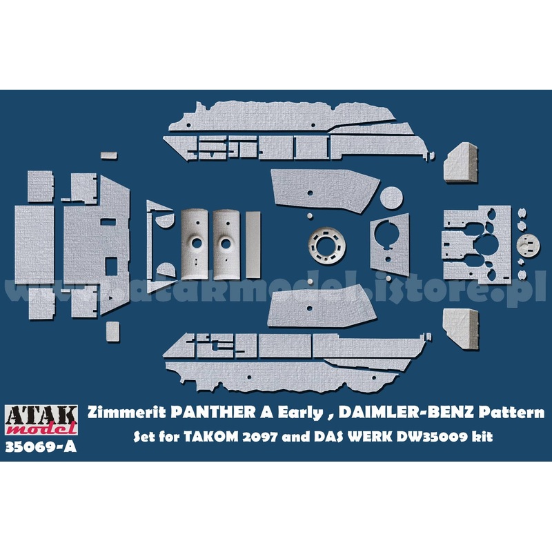 1/35 WWII Germany Panther A Type Early Type Zimmerit Set for Daimler-Benz (for Takom 2097 / Das Werk DW35009)
