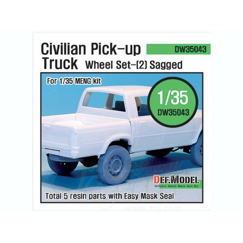 1/35 Civilian Pick Up Truck Sagged Wheel Set #2 (Meng)