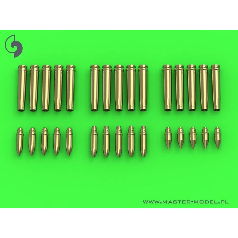 1/35 WWII German Flak 30 / 38 / KwK 30 / 38 2cm Cannonball (cal. 20 x 138B) Empty Cartridge (15pcs) / 3 Warheads (5pcs each)