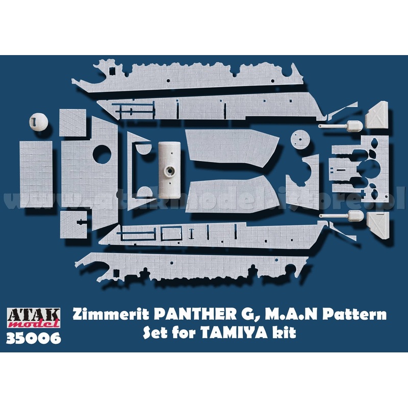 1/35 WWII Germany Panther Tank G Early Type MAN Zimmerit Set (for Tamiya)