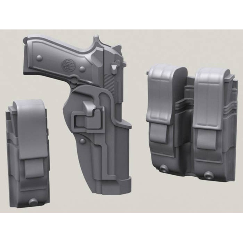 1/35 Beretta 92F in Blackhawk Serpa Holster w/Mag Pouches set