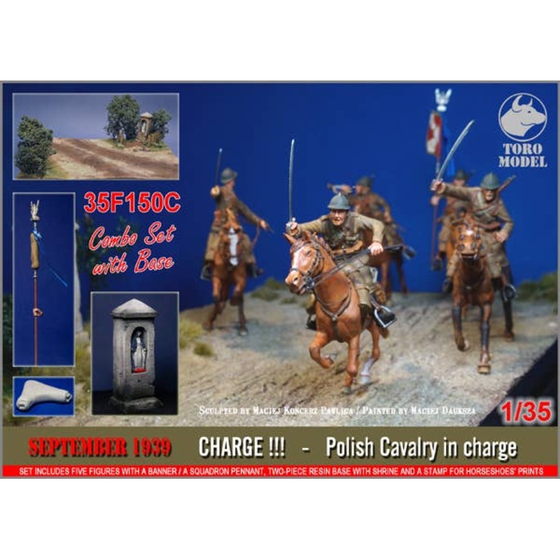 1/35 Combo Set with Base September 1939 Charge!!! Polish Cavalry Charge TRM35F150/Resin Base TRM35A09/Roadside Shrine TRM35A06 with Fence