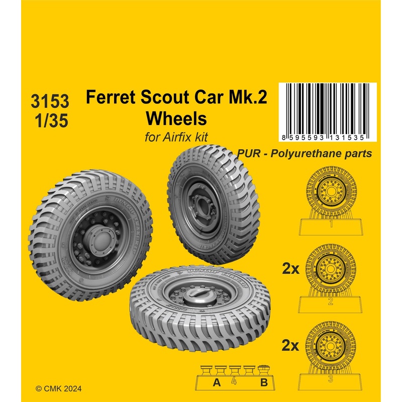 1/35 Ferret Scout Car Mk.2 Wheels / for Airfix kits