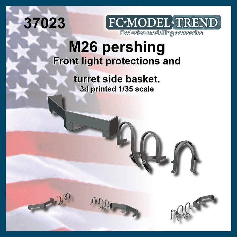 1/35 M26 Pershing Front Light Protections and Turret Side Basket