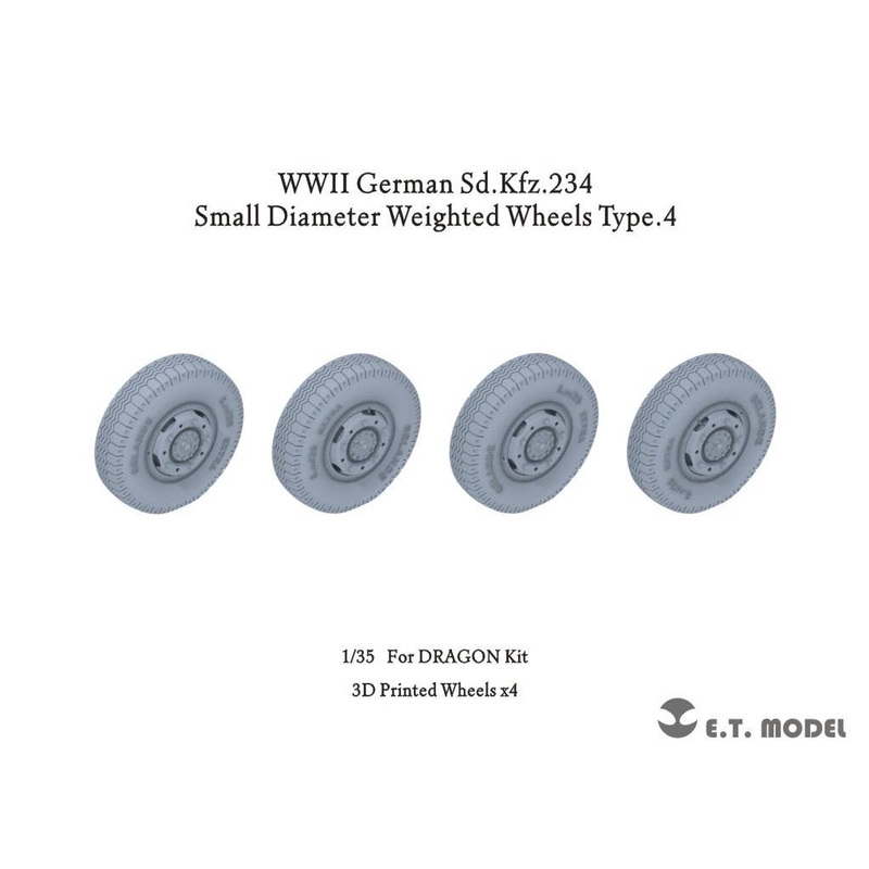 1/35 WW.II German Sd.Kfz.234 Small Diameter Weighted Wheels Type.4 (3D for Dragon)