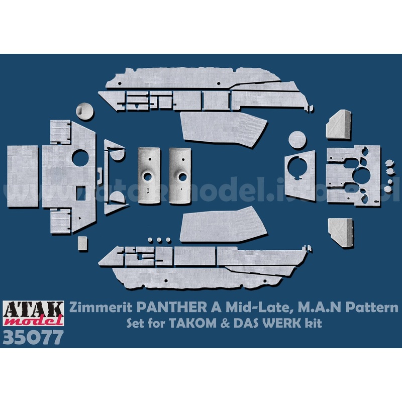 1/35 WWII Germany Panther A-Type Mid/Late Type MAN Zimmerit Set (for Takom/ Das Werk)