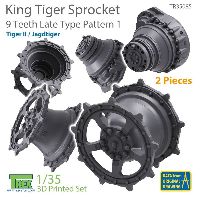 1/35 WW.II German King Tiger Sprocket 9 Teeth Late Type Pattern 1 2 Pieces Set