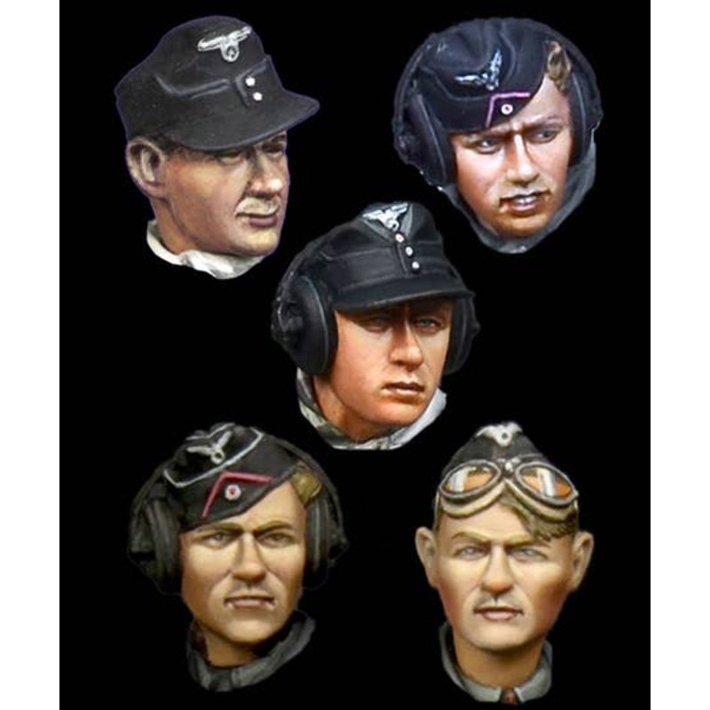 1/35 WWII German Panzer Crew Head Set #2 (5pcs)