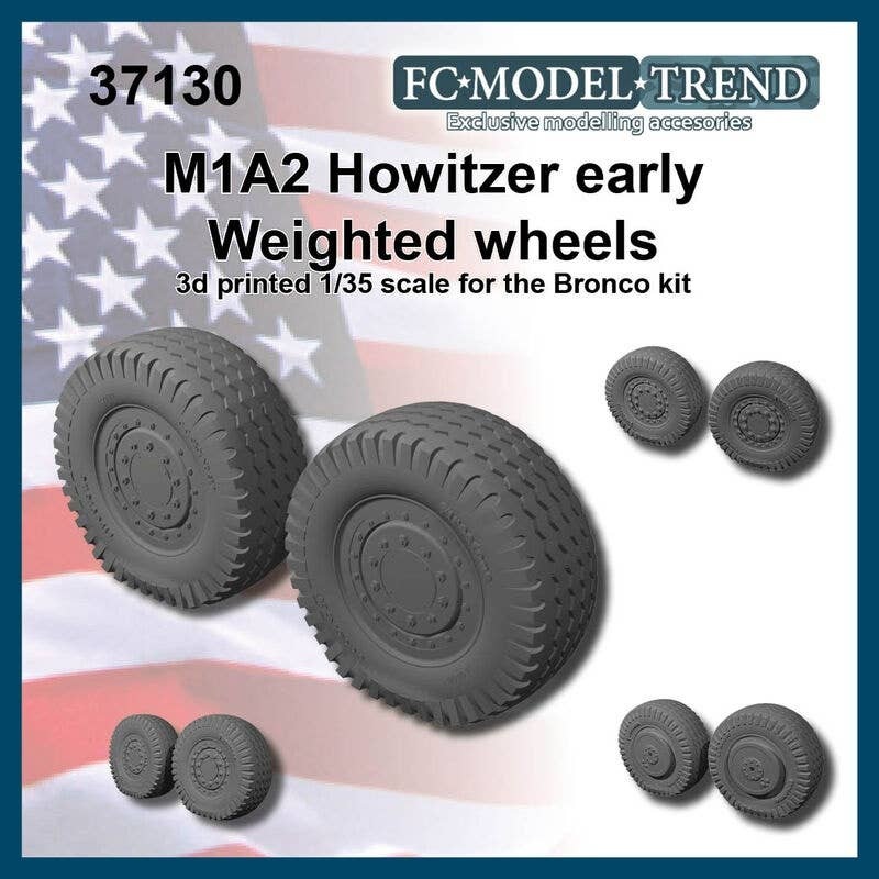 1/35 WWII US M1A2 155mm Howitzer Early Type Self-weight Deformation Tire Wheel (2pcs)