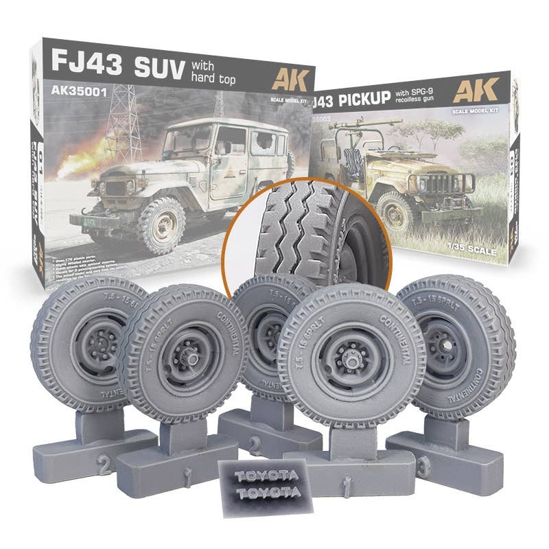 1/35 Current Use Toyota FJ43 Weight Deformation Tire Set Pattern #2 (for AK Interactive)