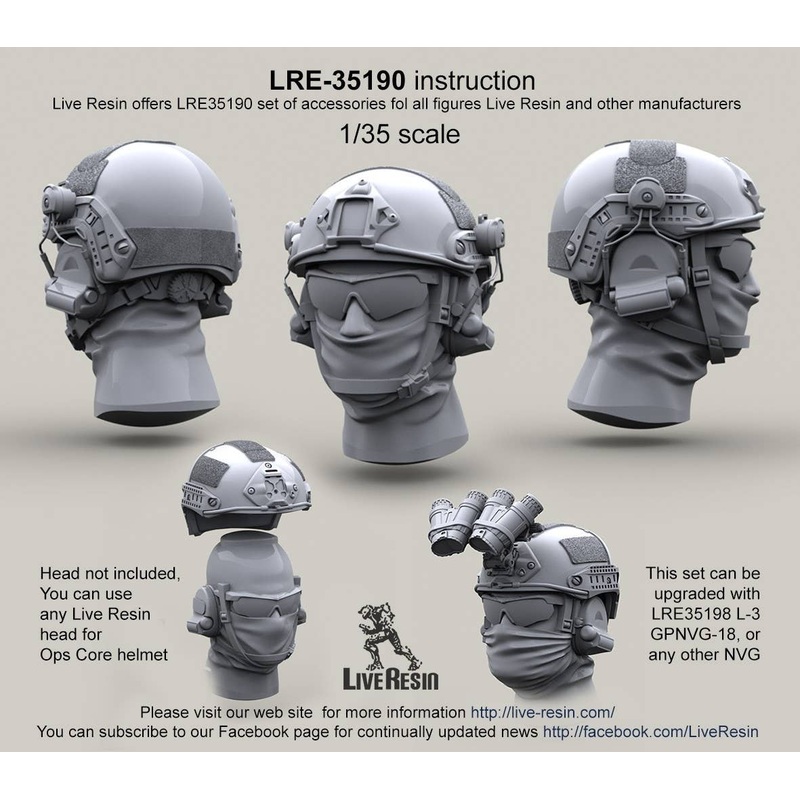 1/35 Ops Core Helmet w/ Headsets Rail Adaptor