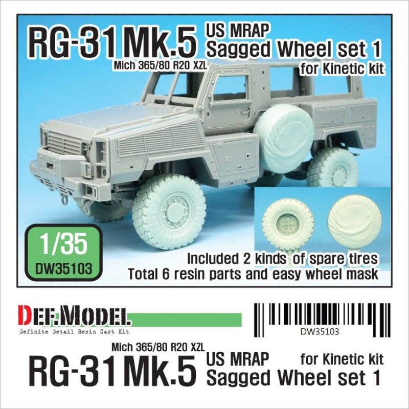 1/35 RG-31 Mk.5 Sagged Wheel set (Kinetic)