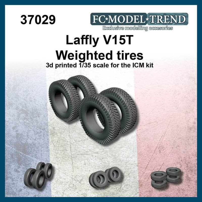1/35 WWII French Laffrey V15T Artillery Tow Vehicle Weight Deformable Tire Wheel Set (for ICM)