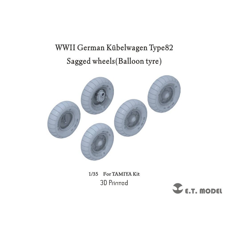 1/35 WWII Germany Self-weight Deformable Tire for Kubelwagen 82 type Balloon type (for Tamiya)