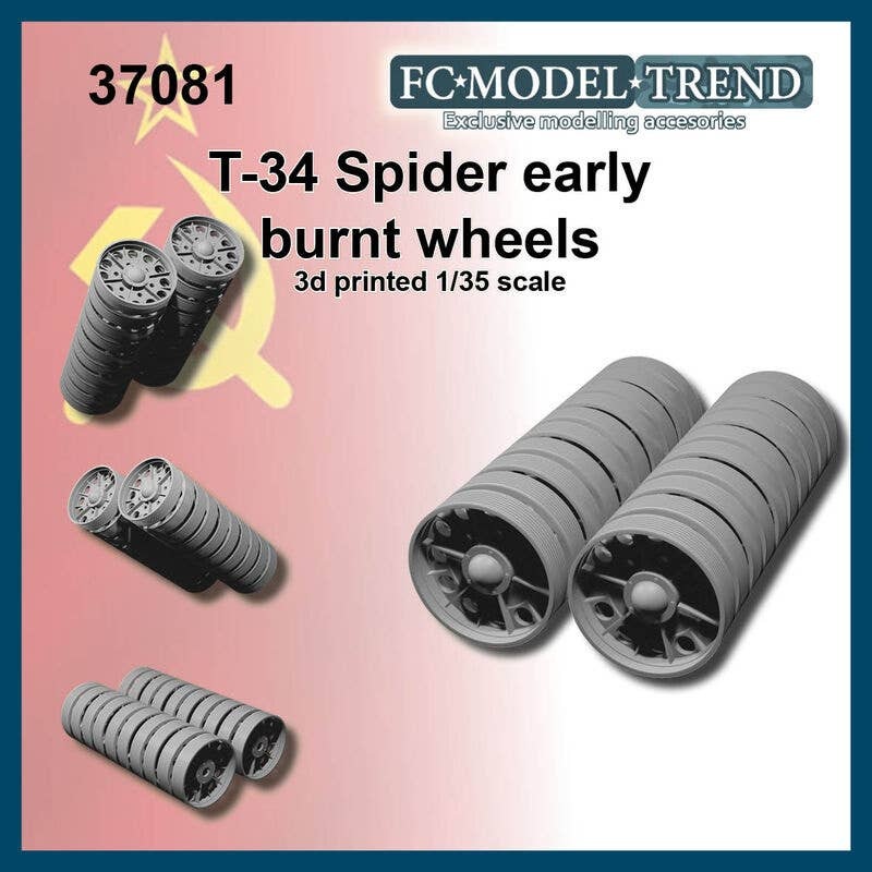 1/35 WWII Russian / Soviet T-34 Tank Burned-out Spider Type Early Wheel Set (1 Car)