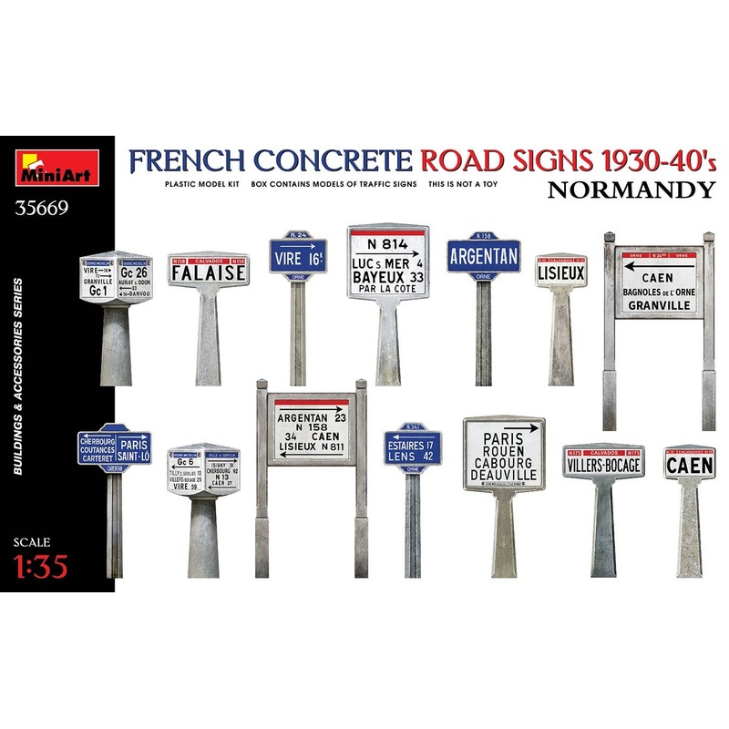 1/35 French Concrete Road Signs 1930s-40s Normandy