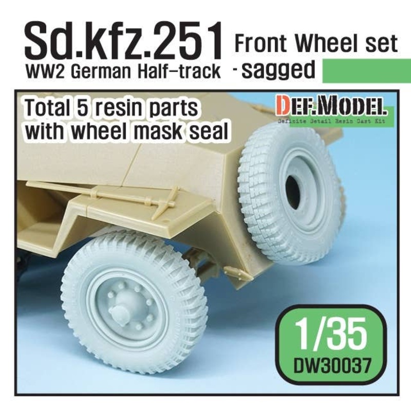 1/35 German Sd. kfz.251 Half-Track Sagged Front Wheel set