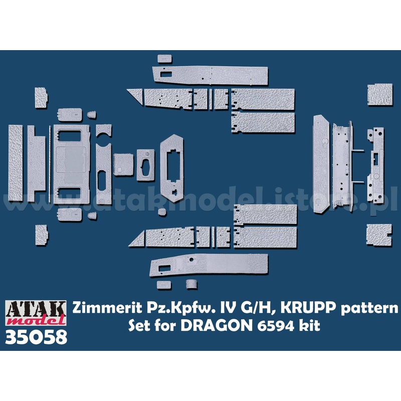1/35 WWII Germany Pz.Kpfw.IV Ausf.G April-May 1943 Zimmerit Set #1 (Dragon / Cyber Hobby 6594)