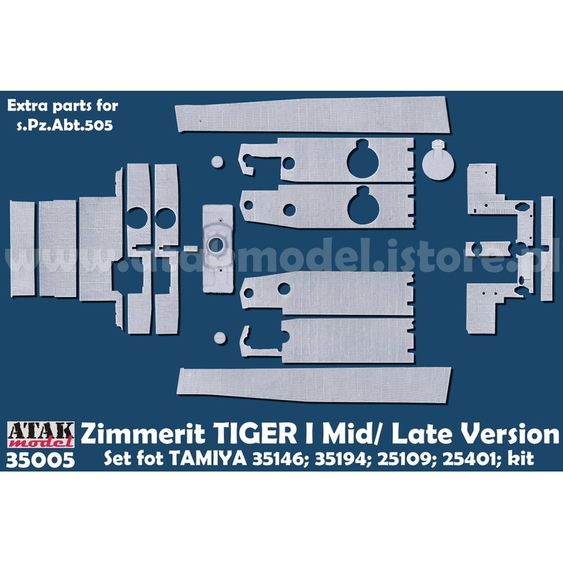 1/35 WWII Germany Tiger I Heavy Tank Zimmerit Set for Mid/Late Production (for Tamiya 35146 / 35194 / 25109 / 25401)