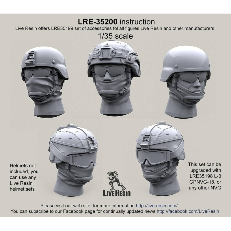 1/35 Head w/ Balaclavas for MICH Helmets