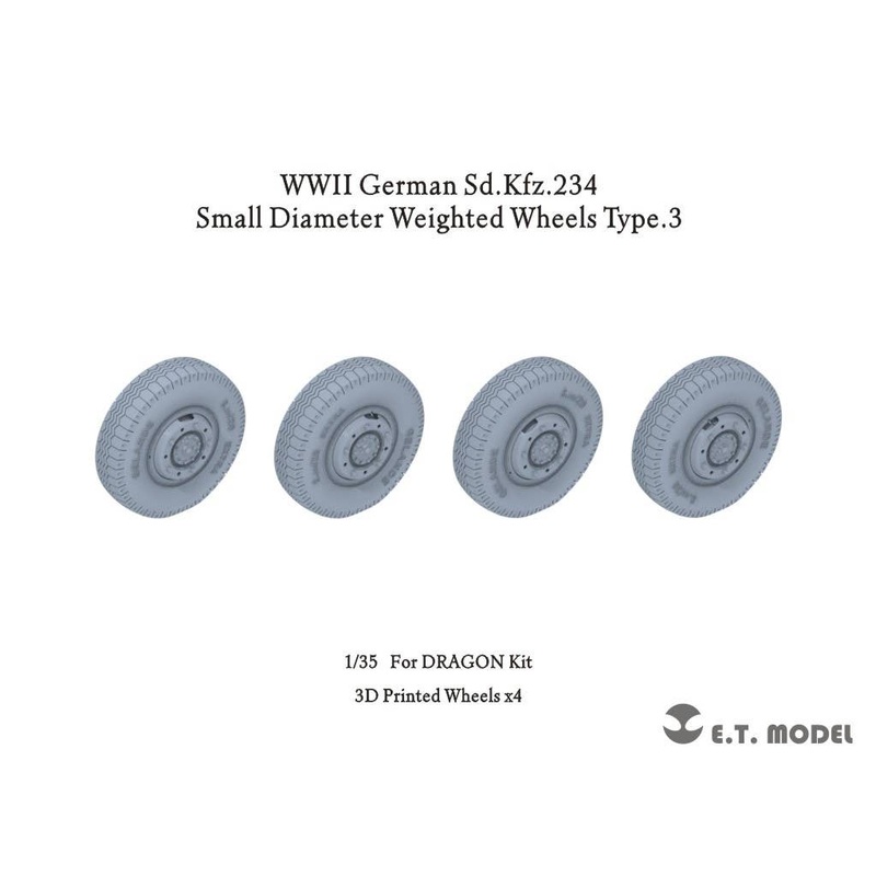 1/35 WW.II German Sd.Kfz.234 Small Diameter Weighted Wheels Type.3 (3D for Dragon)