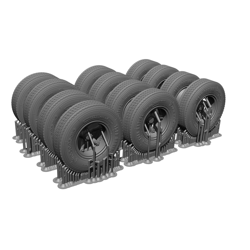 1/35 Modern U.S. M915 Tractor Truck & Trailer Weight-Deformed Tires (for Trumpeter)