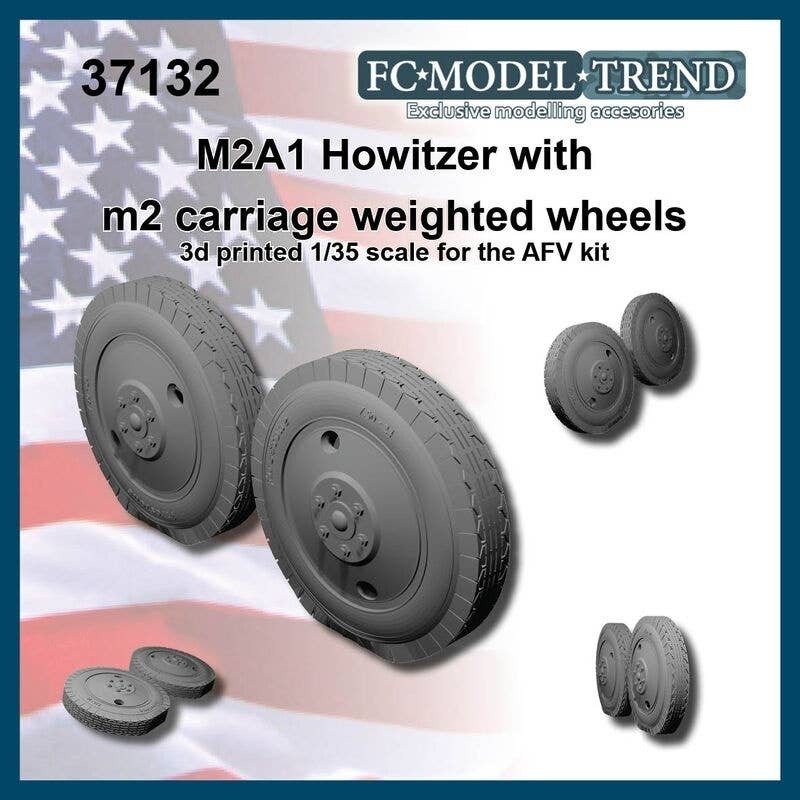 1/35 WWII U.S. M2A1 105mm Howitzer M2 Gun Mount Self-weight Deformation Tire Wheel (2pcs/for AFV Club)