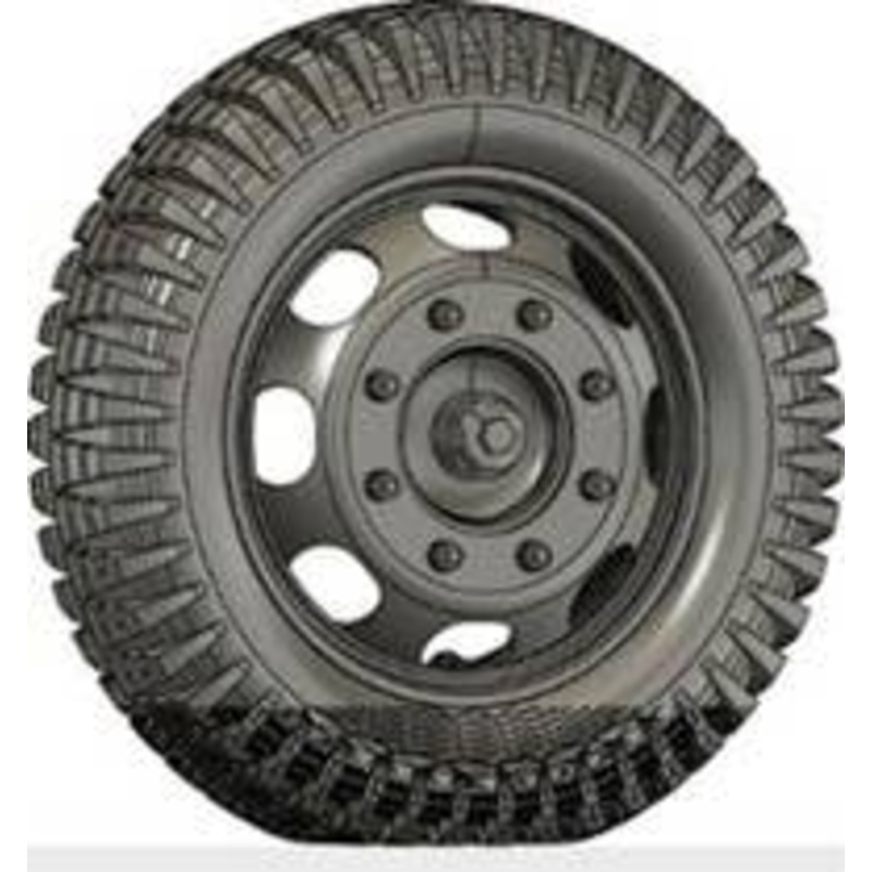1/35 German Maultier Front Wheels (Weight-Deformed Tires) D Company - V-Pattern Tread