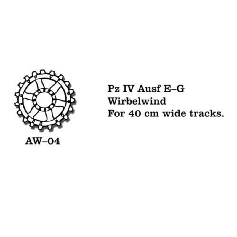 1/35 Panzer IV Ausf E-G, Wirbelwind Metal Wheels for 40cm wide tracks