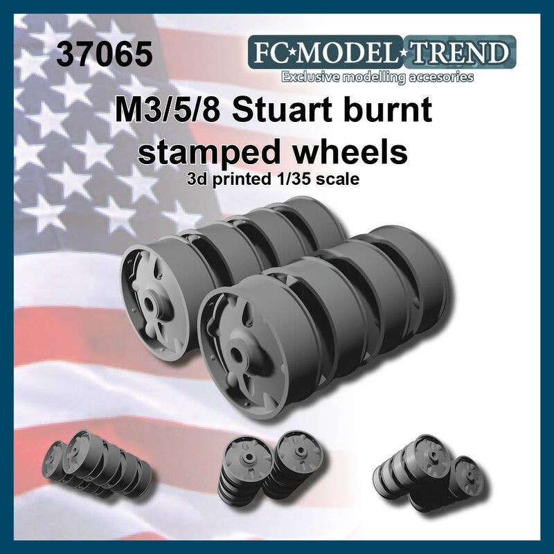1/35 WWII American M3/M5 Stuart / M8 HMC Burnt out Press Type Wheel Set (1 Car)