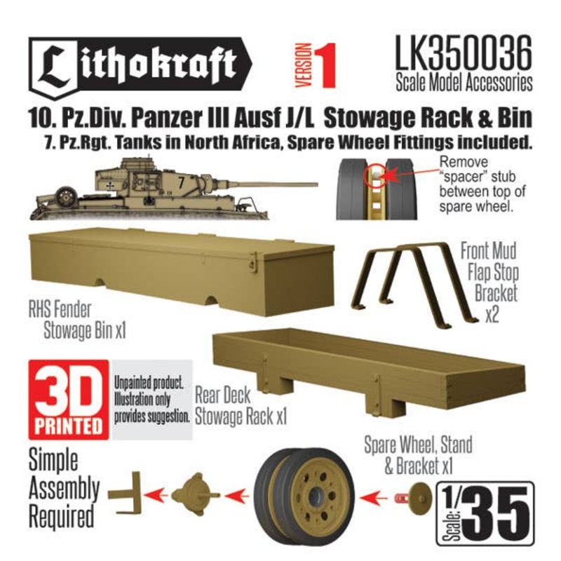 1/35 10 PzDiv Pz III Ausf. J/L Stwge Rack & Bin Ver.1