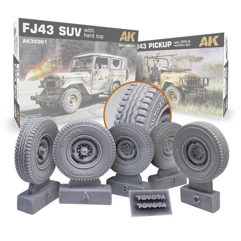 1/35 Current Use Toyota FJ43 Weight Deformation Tire Set Pattern #1 (for AK Interactive)