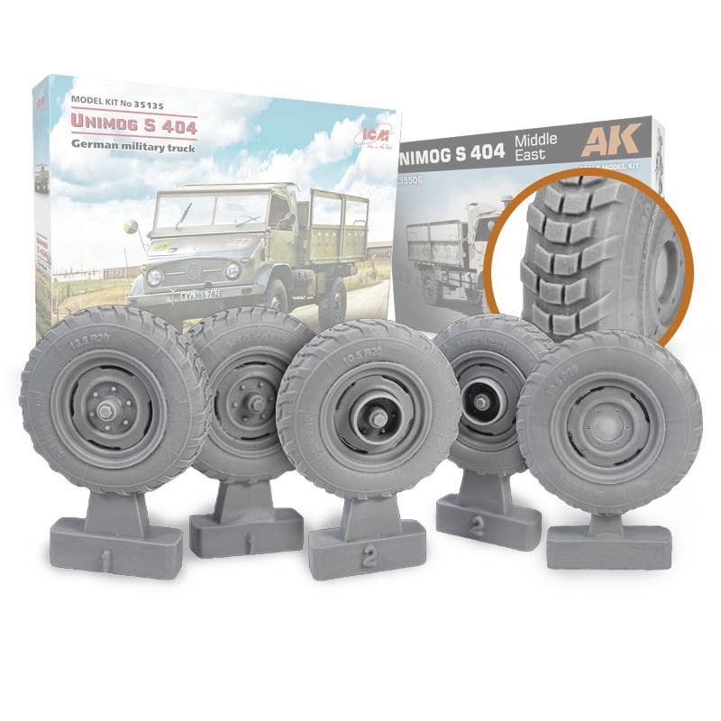 1/35 Current Use Unimog S404 Weight Deformable Tire Set (ICM/for AK Interactive)