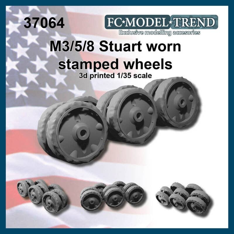 1/35 WWII American M3/M5 Stuart / M8 HMC Worn Press Roller Set (1 Car)