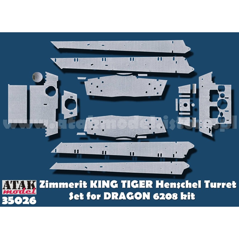 1/35 WWII Germany King Tiger Heavy Tank (Henschel Turret) Zimmerit Set (for Dragon)