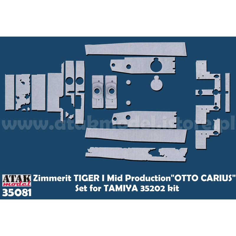 1/35 WWII Germany Tiger I Heavy Tank Mid-Production Zimmerit Set for Otto Carius (for Tamiya 35202)