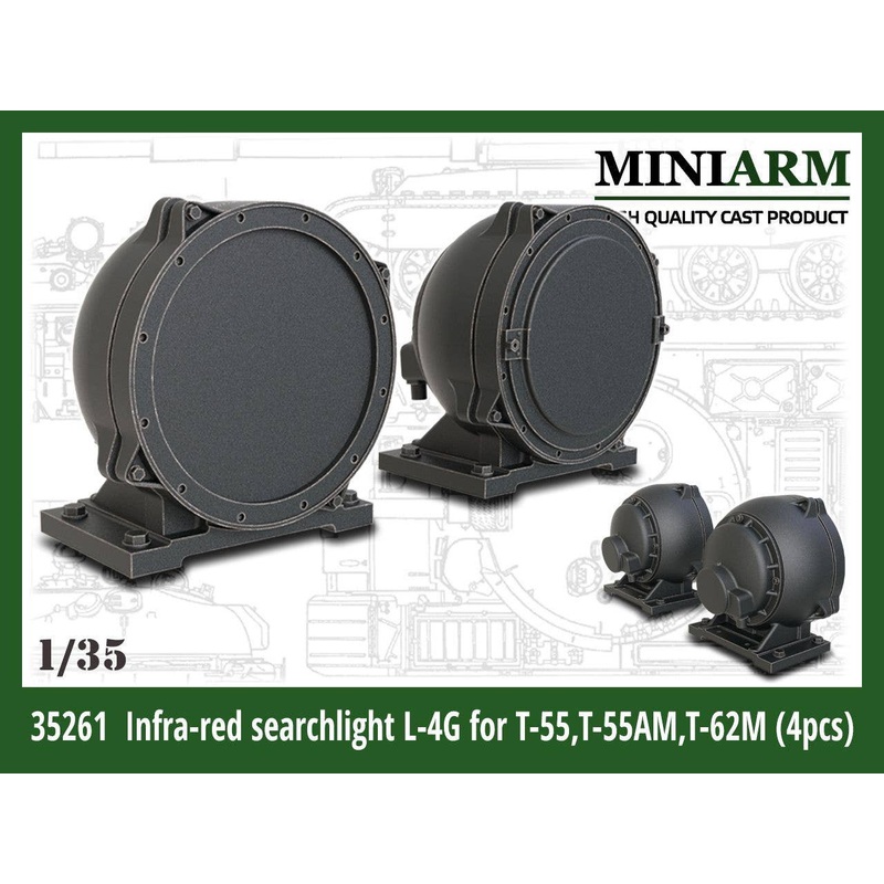 1/35 Current Russian/Soviet L-4G Infrared Searchlight for T-55/T-55AM/T-62M Main Battle Tank (4pcs)