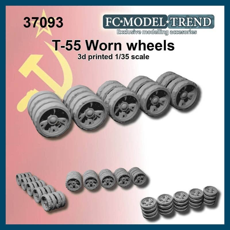 1/35 Current Use Russian/Soviet T-55 Tank Worn Wheels (for 1 car)