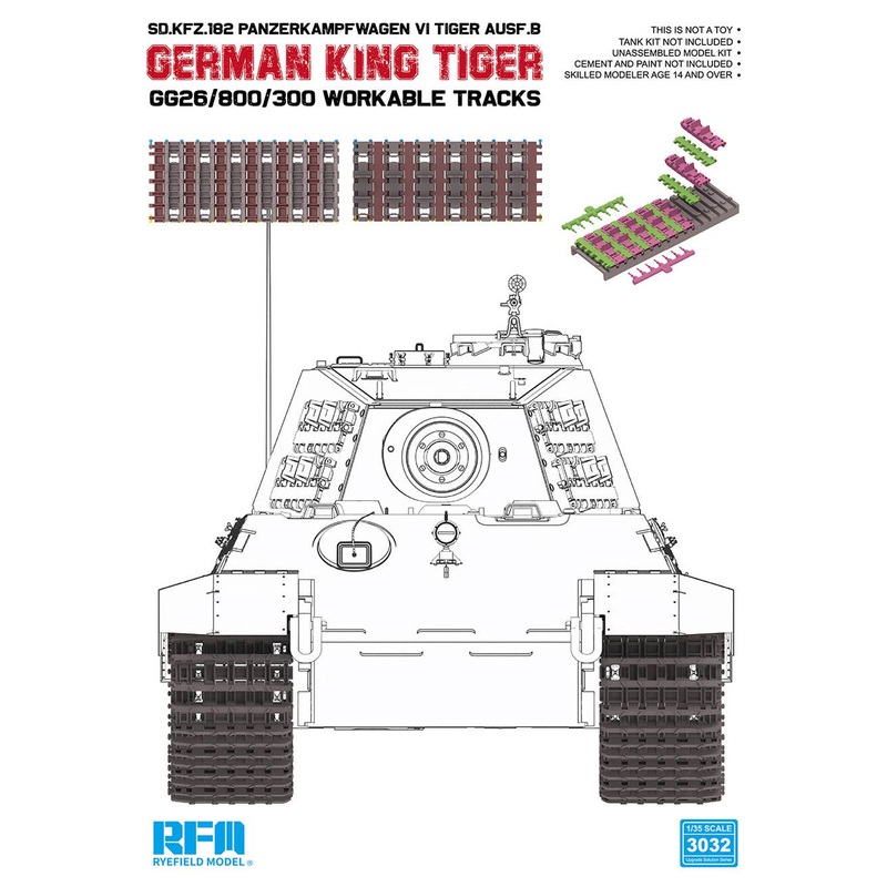 1/35 German King Tiger Series Gg26/800/300 Type Workable Tracks with Drive wheels (Injection plastic)
