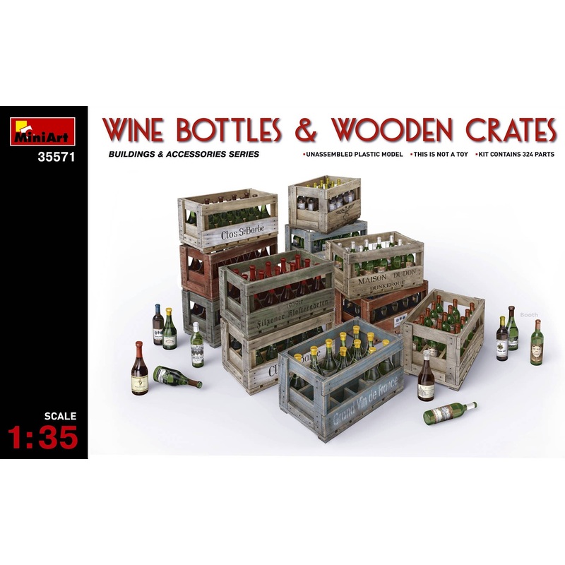 1/35 Wine Bottles & Wooden Crates