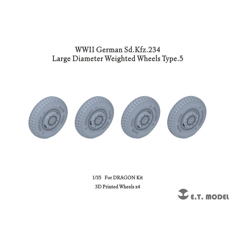 1/35 WW.II German Sd.Kfz.234 Large Diameter Weighted Wheels Type.5 (3D for Dragon)