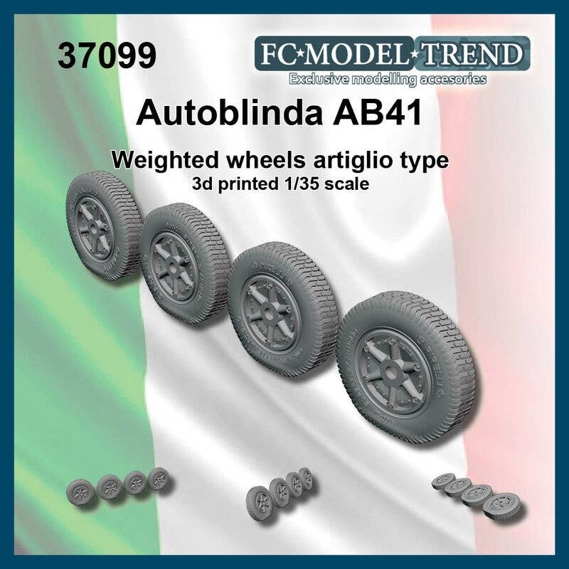 1/35 WWII Italian Autobrinda AB41 Armored Car Artiglio Type Self-weight Deformation Tire Wheel (4pcs)