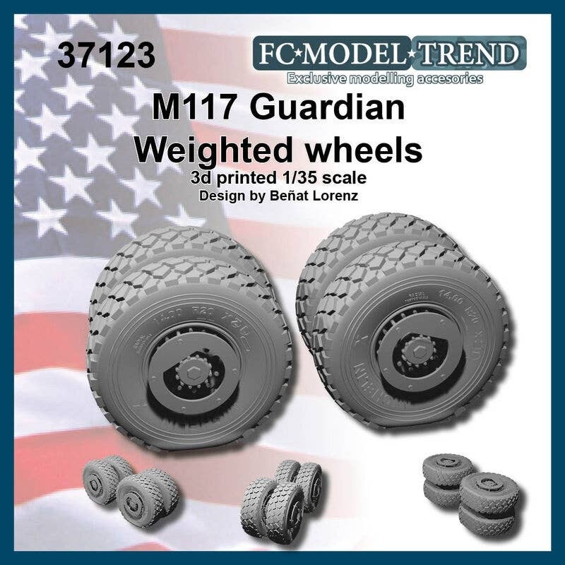 1/35 Current Use USA M117 Guardian Armored Security Vehicle Self-weight Deformation Tire Wheel (4pcs)