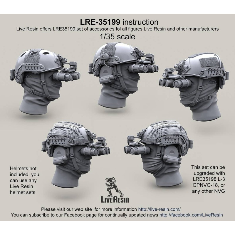 1/35 Head w/balaclavas wo/glasses for GPNVG